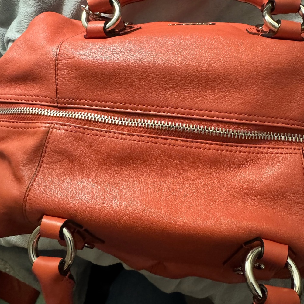 Coach 2012 Ashley Coral Leather Satchel with Silver Hardware and Dust Bag - Picture 8 of 12